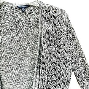 American Eagle Outfitters Gray Open-Knit Cardigan